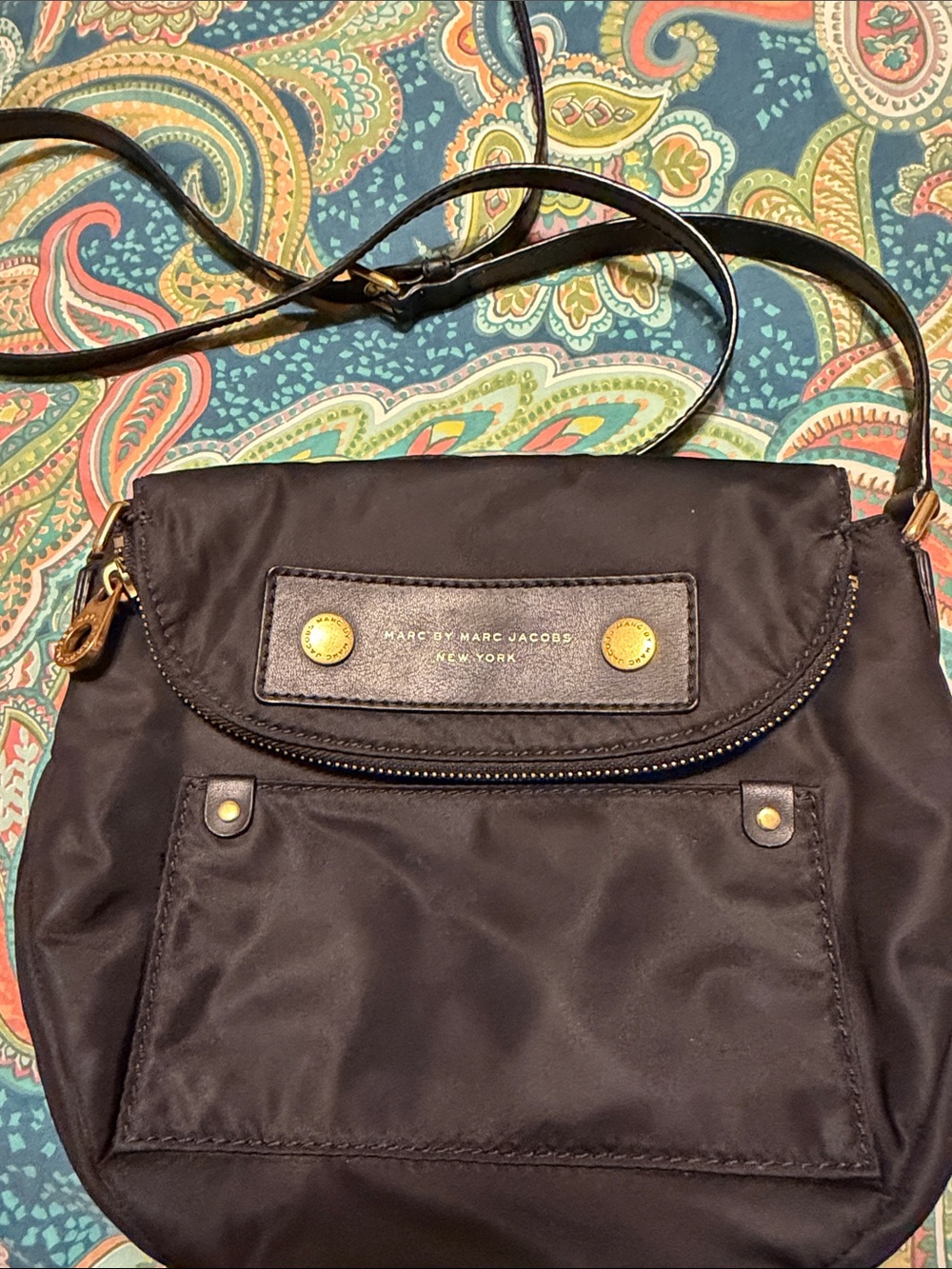 Marc by Marc Jacobs Black Nylon Crossbody with Gold Hardware